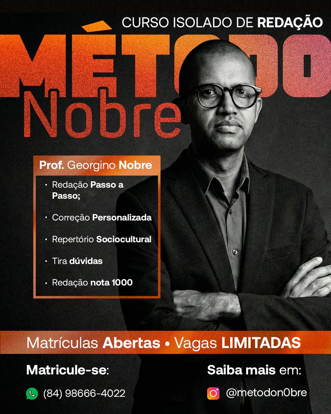 Curso isolado de Redação Método Nobre abre matrículas com foco na nota 1000