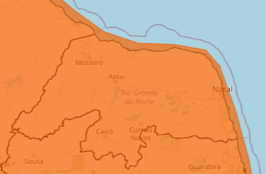 Inmet emite alerta laranja com chuvas para o RN que podem chegar até 100mm