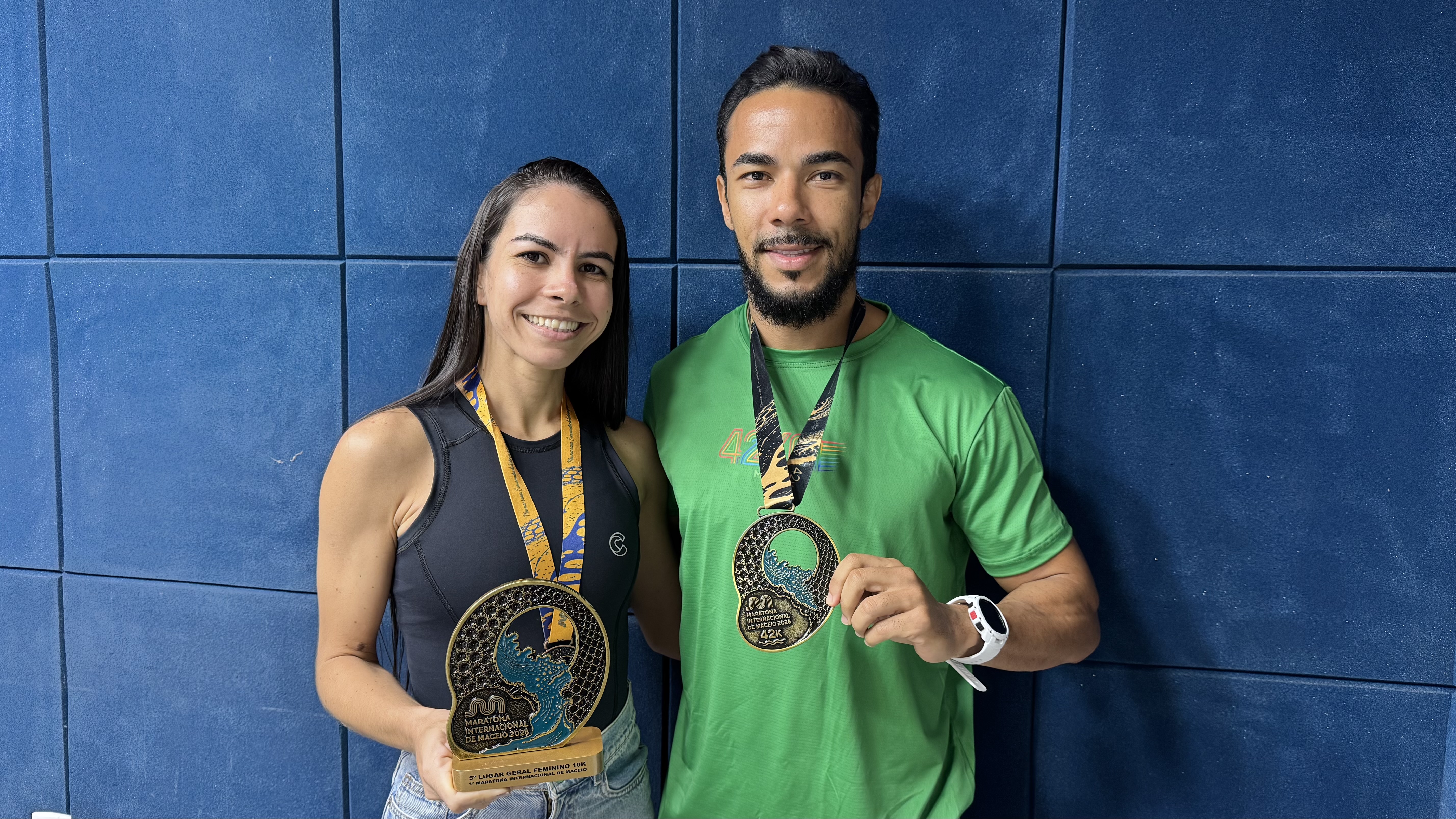 Victor Faustino e Aline Azevedo representam Areia Branca na Maratona Internacional de Maceió