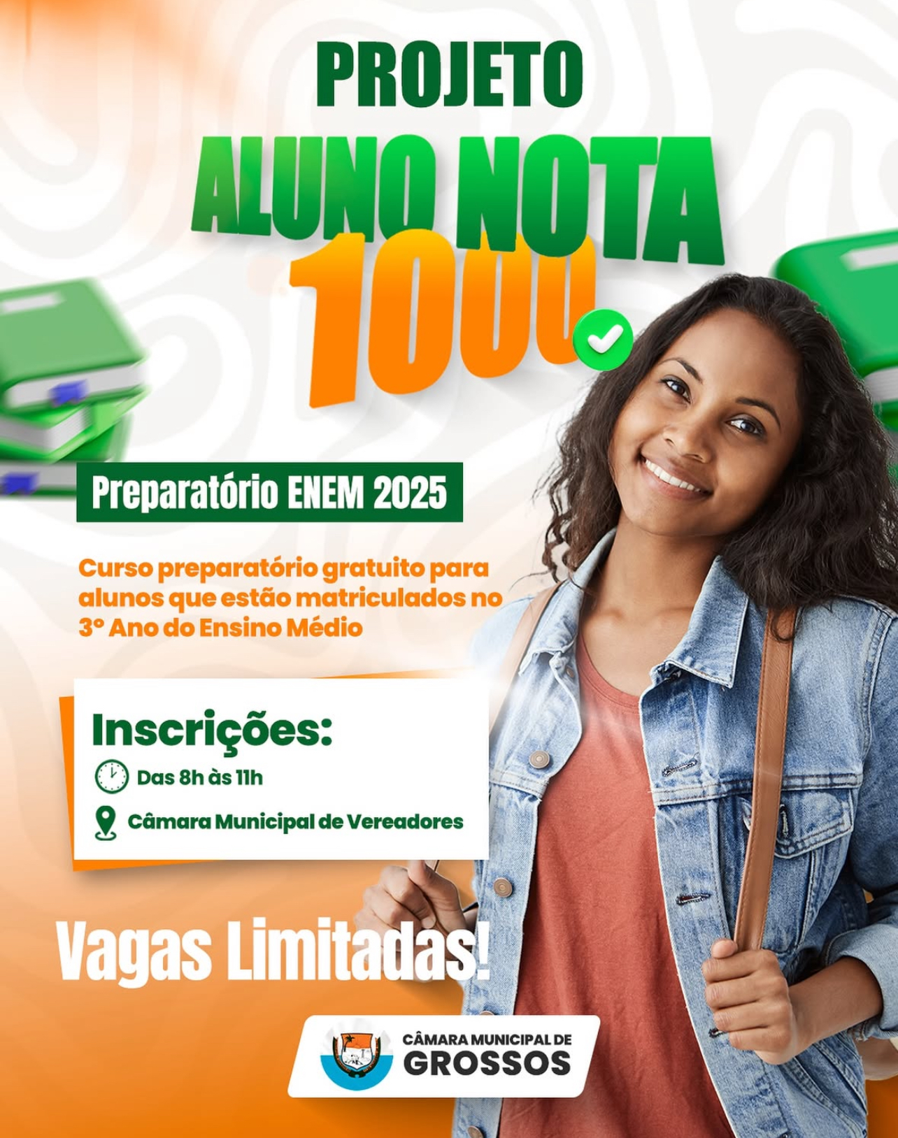 Câmara de Grossos lança projeto “Aluno Nota 1000” para preparação ao ENEM 2025