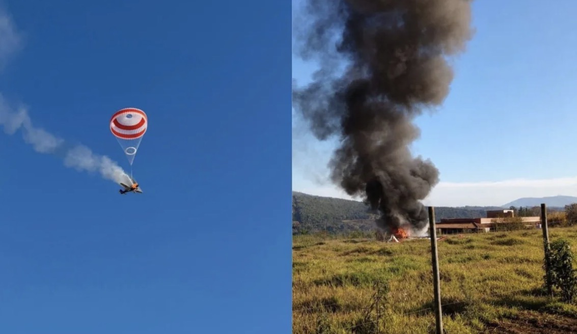Avião sofre pane, piloto aciona paraquedas e faz pouso de emergência em MG