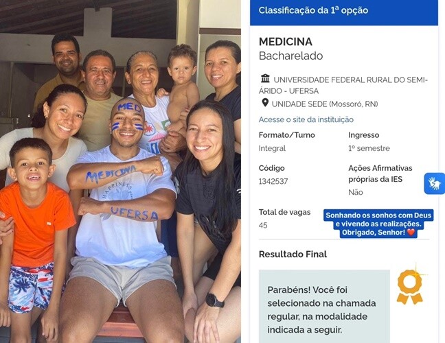 Jovem João Arthur conquista vaga em Medicina pela Ufersa